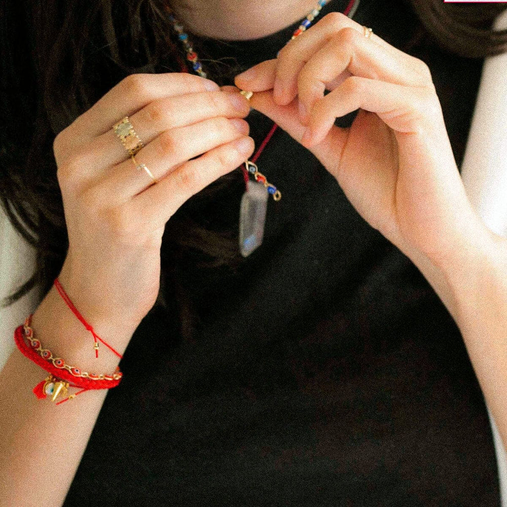 Clear Quartz Red String Necklace - Sunday Forever