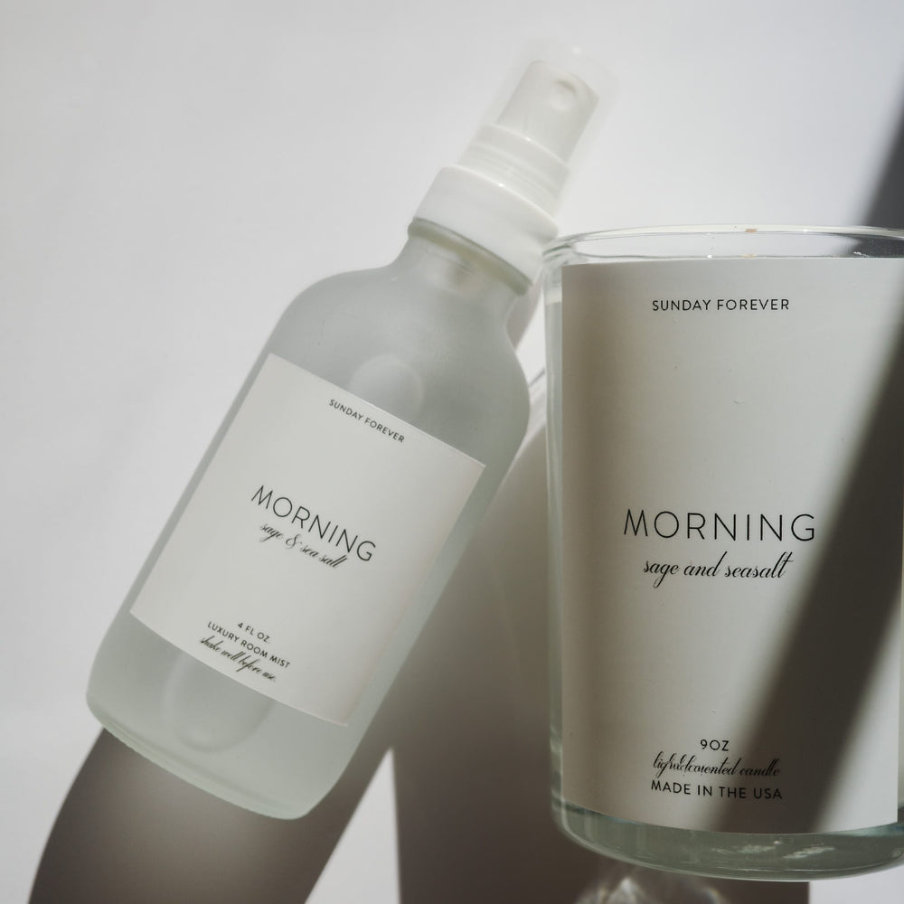 
                  
                    Morning with Sea Salt and Sage Luxury Scented Room Mist - Sunday Forever
                  
                