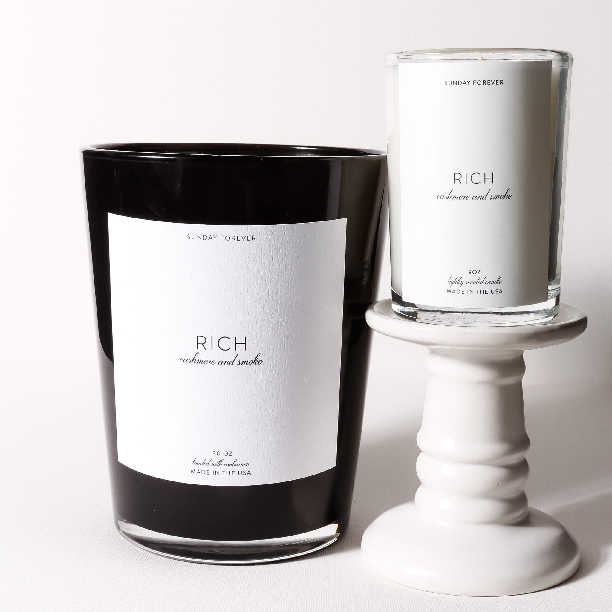 Rich Luxury Candle | Cashmere & Smoke | Sunday Forever